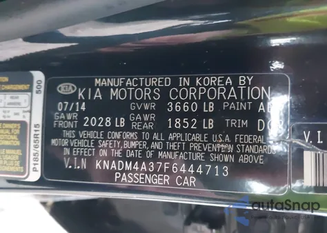 2015 Kia Rio Lx from USA, damaged, VIN KNADM4A37F6444713
